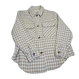 C by One Jacket Women’s Sz 1X Tan Houndstooth Plaid Shacket Cozy Warm NWT